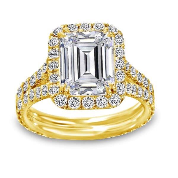 Halo Emerald Cut Diamond Engagement Ring In Yellow Gold Closing Call (1.49 ct. tw.)