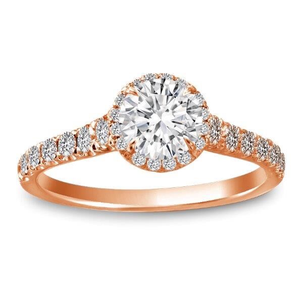 Halo Round Cut Diamond Engagement Ring In Rose Gold Camera Ready (0.47 ct. tw.)