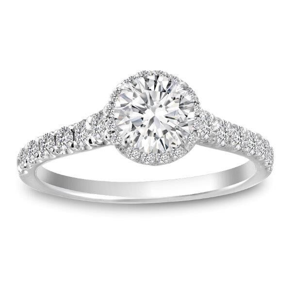 Halo Round Cut Diamond Engagement Ring In White Gold Camera Ready (0.47 ct. tw.)