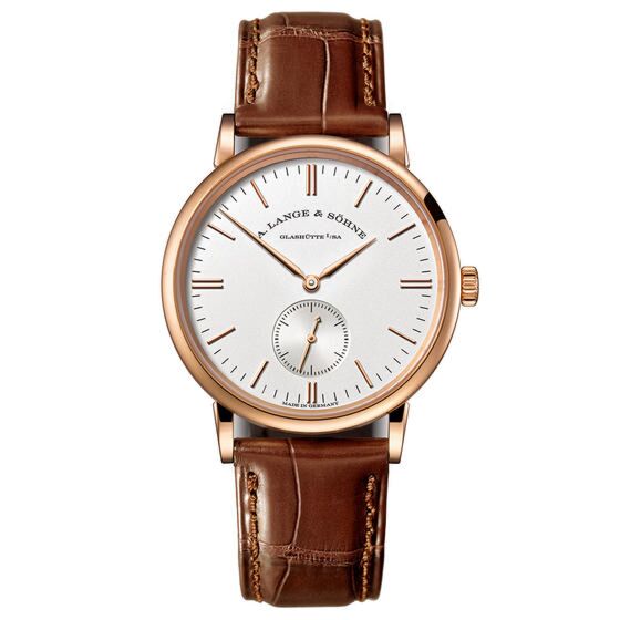 A. Lange and Sonhne Saxonia Silver Dial 18K Rose Gold Men's Watch
