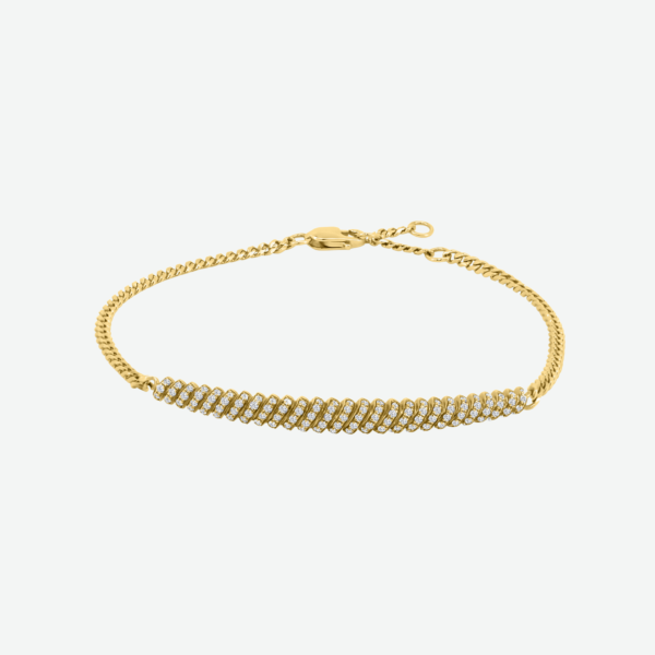 18k Gold ID Style Bracelet with Diamonds