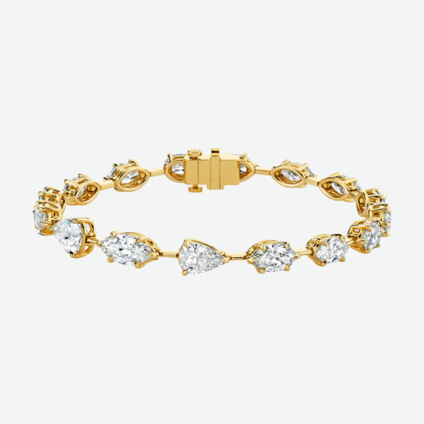 Multi Shape Diamond Tennis Bracelet In Yellow Gold (10.55 cttw. Oval/Marquise/Pear)