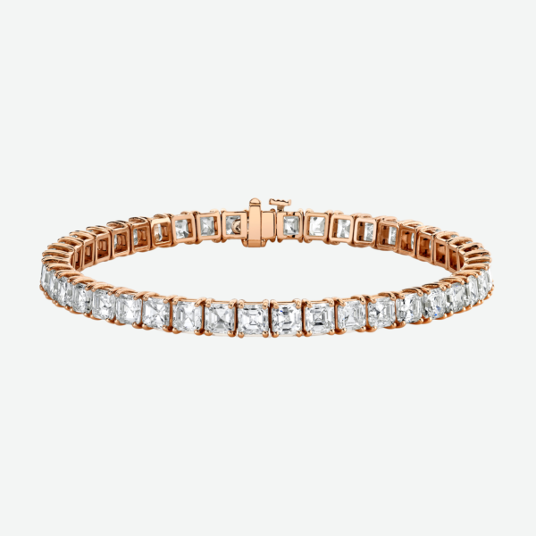 Asscher Shape Diamond Tennis Bracelet In 18k Rose Gold (16 cttw.)