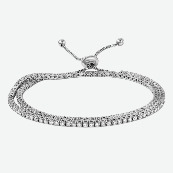 Diamond Tennis Bracelet Double Wrap with Bolo Tassel (3.3 cttw.)