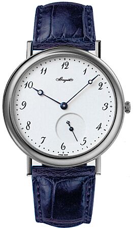 Classique Silver Dial 18kt White Gold Blue Leather Automatic Men's Watch