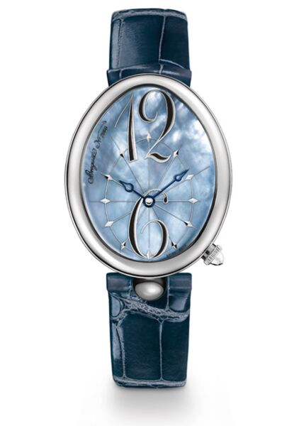 Reine de Naples Blue Mother of Pearl Dial Leather Ladies Watch