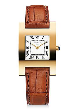 Your Hour White Dial 18k Yellow Gold Brown Leather Ladies Watch