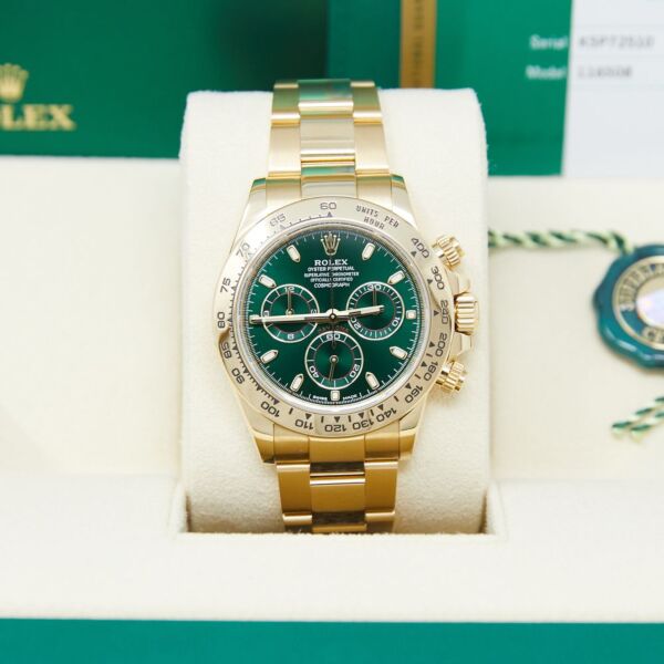 Rolex Pre-Owned Daytona Yellow Gold Cosmograph Green Dial on Oyster [COMPLETE SET] 2017