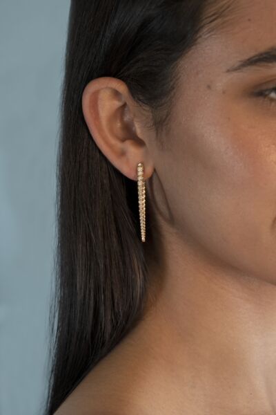 Diamond Shaped Hoop Earrings with Pave Diamonds in 18k Gold (1.86 cttw)