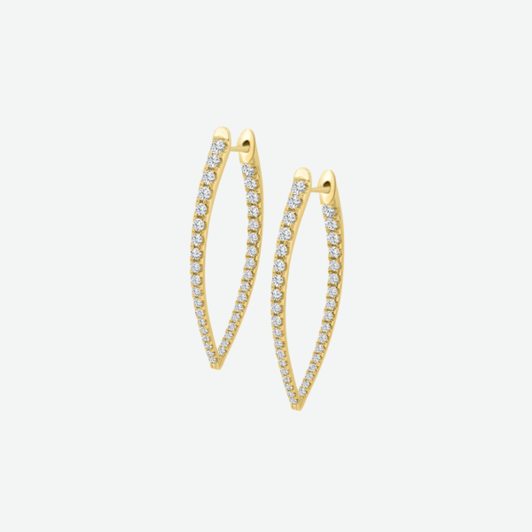 Diamond Shaped Hoop Earrings with Pave Diamonds in 18k Gold (1.86 cttw)