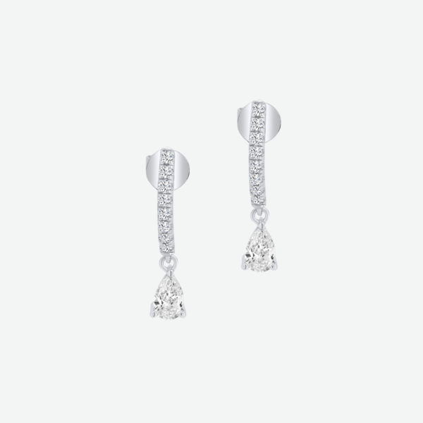 Pear Drop Diamond Earrings with Pave Setting 