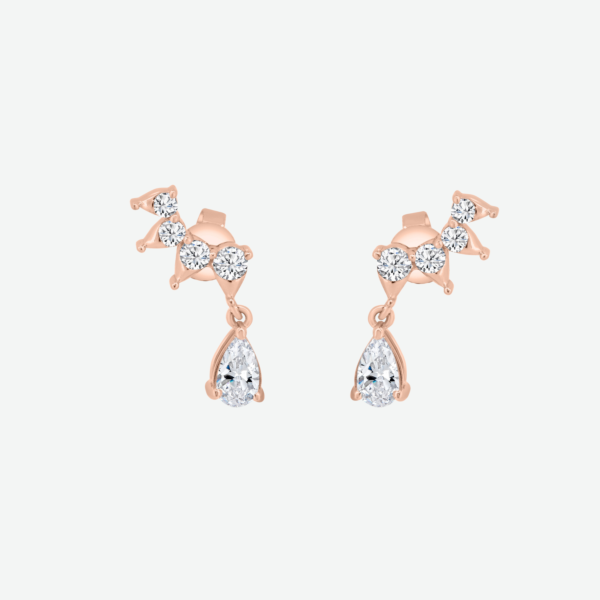 Pear Drop Diamond Earrings with Round Diamond Accents 