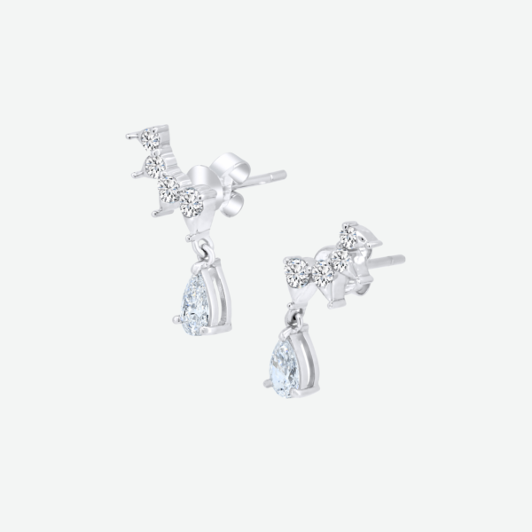 Pear Drop Diamond Earrings with Round Diamond Accents 
