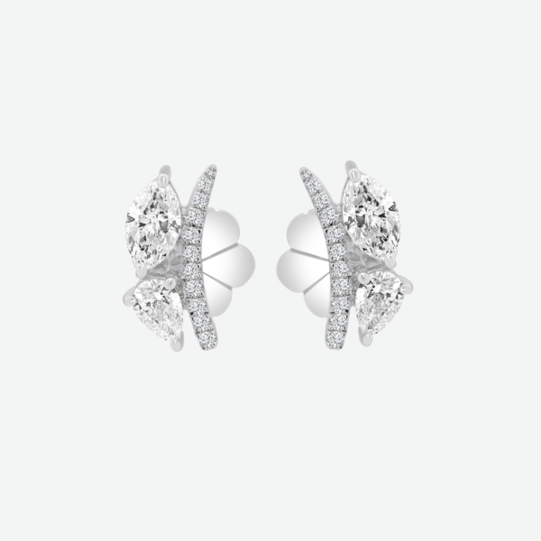 Marquise and Pear Cocktail Earrings with Pave Accent in 18k Gold (cctw 1.22) 