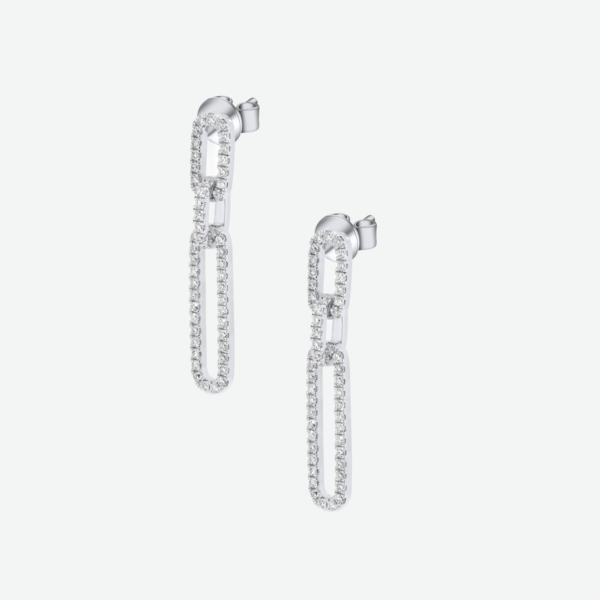 Diamond Paperclip Drop Earrings