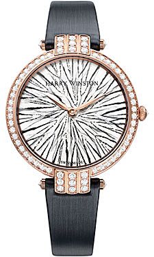 Premiere Silver Pheasant Feathers Dial 18kt Rose Gold Diamond Ladies Watch