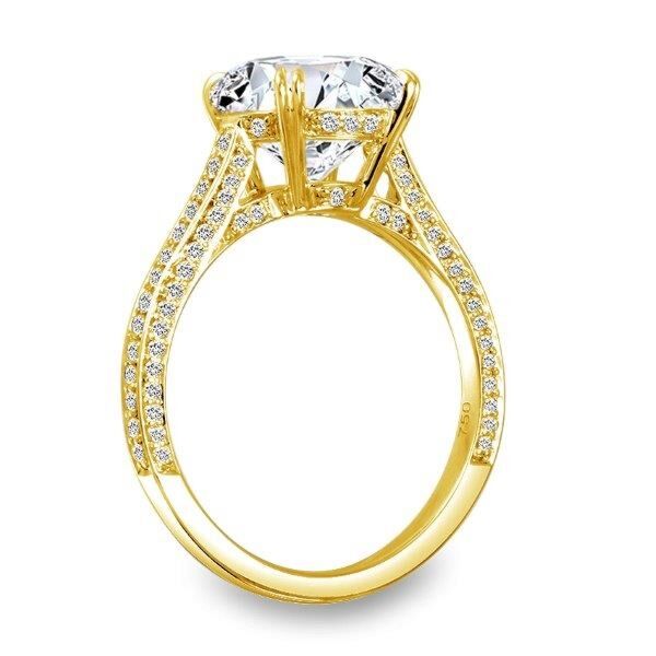 Pave Round Cut Diamond Engagement Ring In Yellow Gold 3D Diamond II (0.51 ct. tw.)