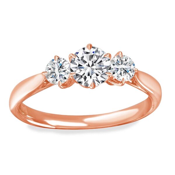 Solitaire 3-Stone 6-Prong Round Cut Diamond Engagement Ring In Rose Gold (0.34 ct. tw.)