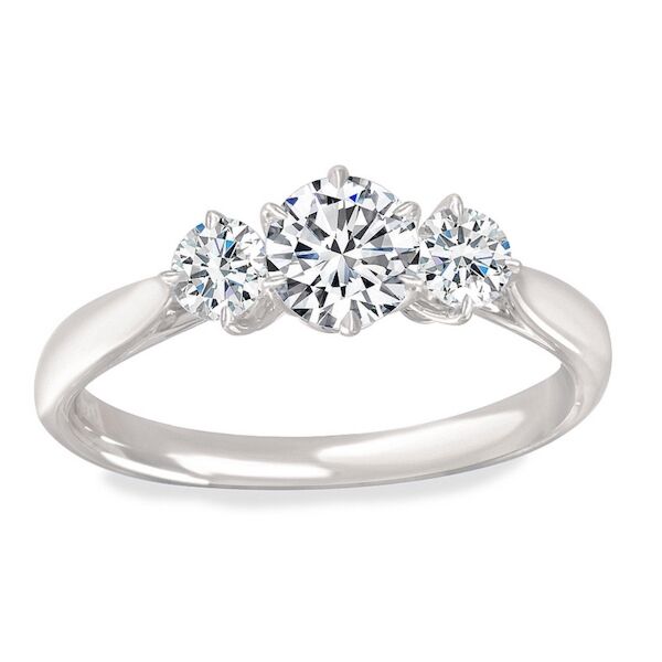 0.61-Carat Round Diamond  set in Solitaire 3-Stone 6-Prong Round Cut Diamond Engagement Ring In White Gold (0.34 ct. tw.)
