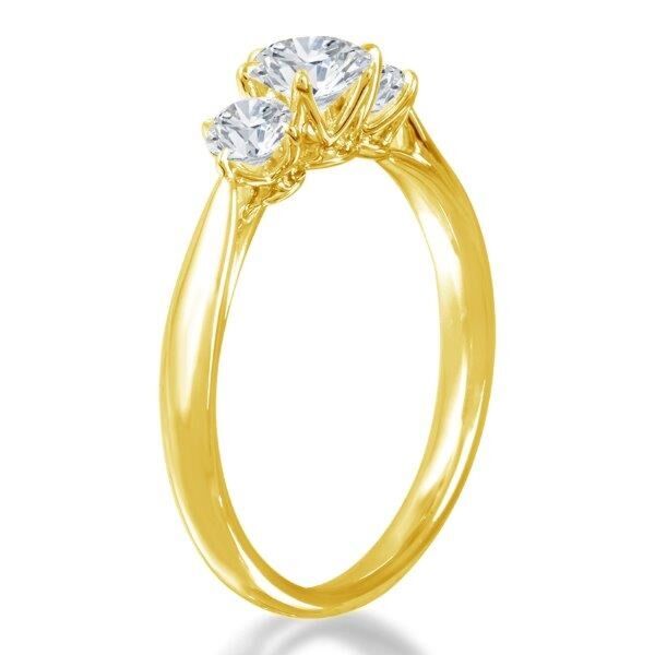 Solitaire 3-Stone 6-Prong Round Cut Diamond Engagement Ring In Yellow Gold (0.34 ct. tw.)