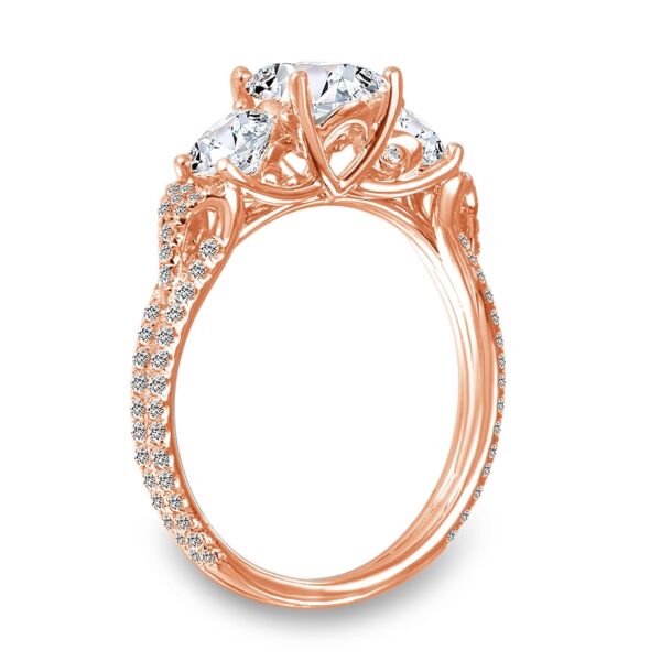 3-Stone Round Cut Diamond Engagement Ring In Rose Gold Three by Two (0.33 ct. tw.)