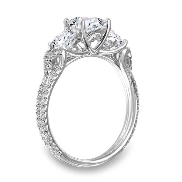 3-Stone Round Cut Diamond Engagement Ring In White Gold Three by Two (0.33 ct. tw.)