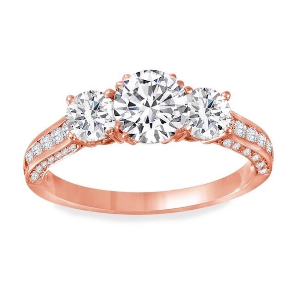 3-Stone Round Cut Diamond Engagement Ring In Rose Gold Tiara (0.39 ct. tw.)