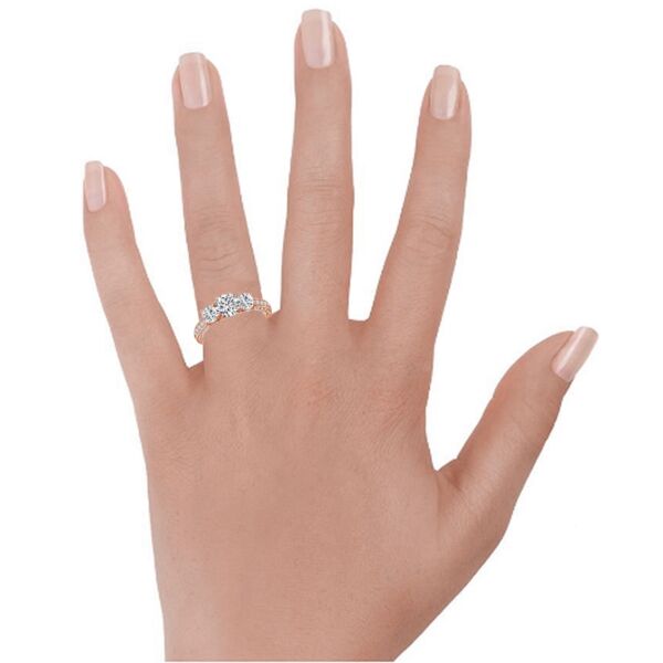 3-Stone Round Cut Diamond Engagement Ring In Rose Gold Tiara (0.39 ct. tw.)