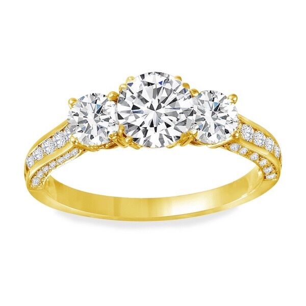 3-Stone Round Cut Diamond Engagement Ring In Yellow Gold Tiara (0.39 ct. tw.)