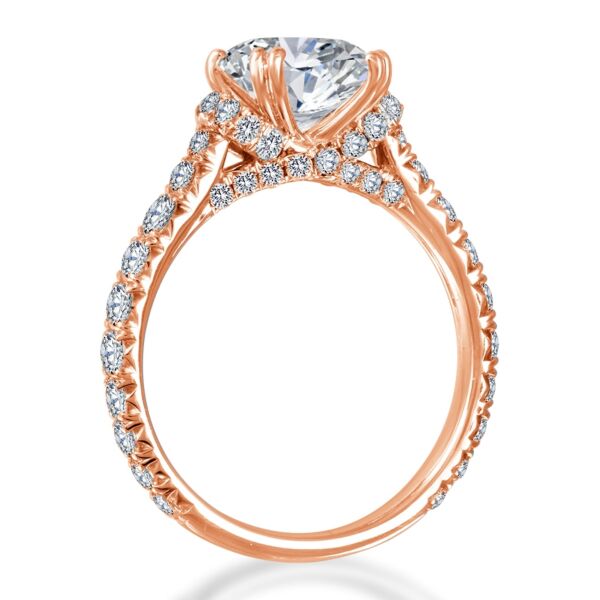 Halo Round Cut Diamond Engagement Ring In Rose Gold Step Up (0.98 ct. tw.)