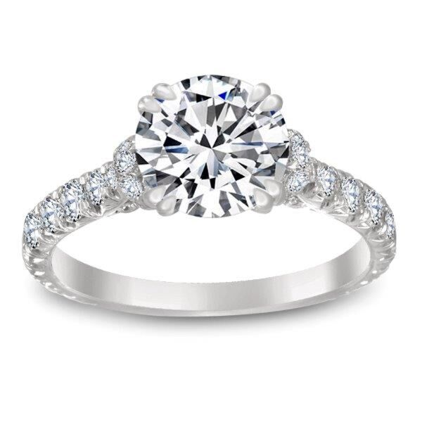 Halo Round Cut Diamond Engagement Ring In White Gold Step Up (0.98 ct. tw.)