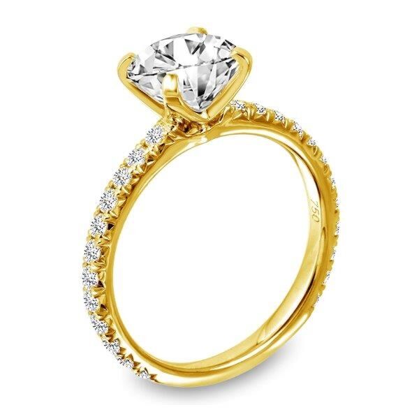 Pave Round Cut Diamond Engagement Ring In Yellow Gold The Tipping Point (0.48 ct. tw.)