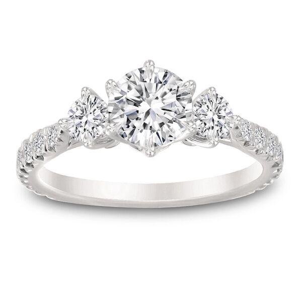 3-Stone Round Cut Diamond Engagement Ring Juxtaposed (0.32 ct. tw.)