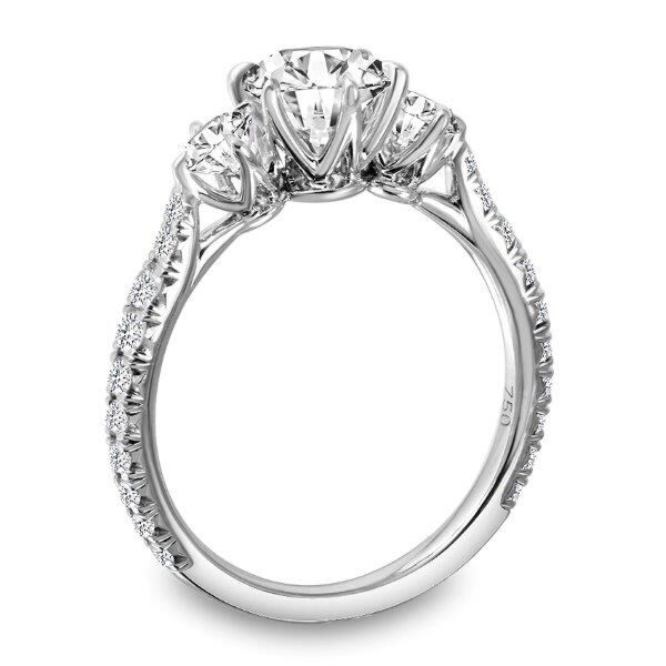 3-Stone Round Cut Diamond Engagement Ring In White Gold Juxtaposed (0.32 ct. tw.)