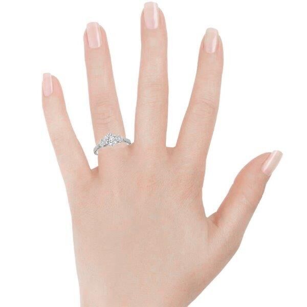 3-Stone Round Cut Diamond Engagement Ring Juxtaposed (0.32 ct. tw.)