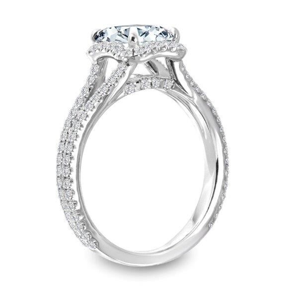 0.41-Carat Emerald Diamond  set in Halo Emerald Cut Diamond Engagement Ring In White Gold Converge (0.52 ct. tw.)