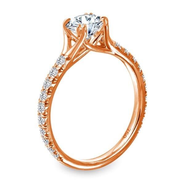 Pave Round Cut Diamond Engagement Ring In Rose Gold Rooted (0.43 ct. tw.)
