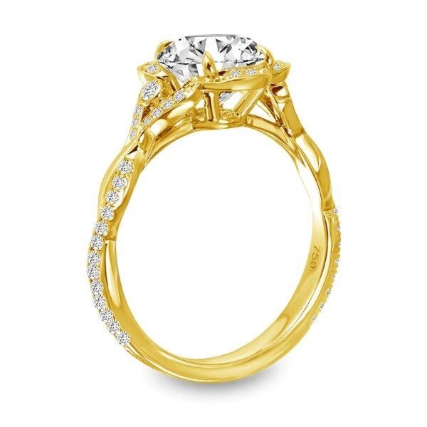 Halo Round Cut Diamond Engagement Ring In Yellow Gold Waltz (0.3 ct. tw.)