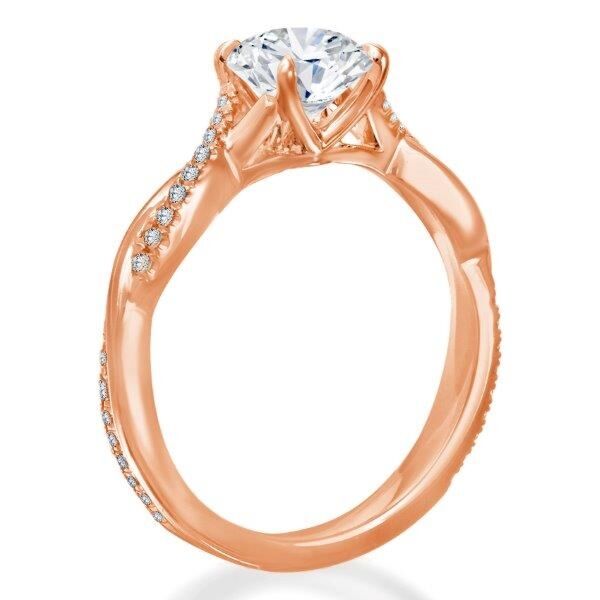 Pave Round Cut Diamond Engagement Ring In Rose Gold Walk the Line (0.13 ct. tw.)