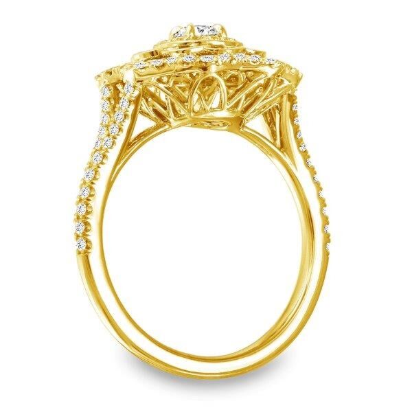 Halo Round Cut Diamond Engagement Ring In Yellow Gold Vintage Flair II (0.34 ct. tw.)