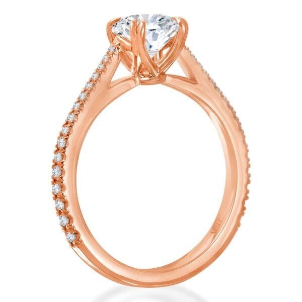 Pave Round Cut Diamond Engagement Ring In Rose Gold Natural Double Prong (0.22 ct. tw.)