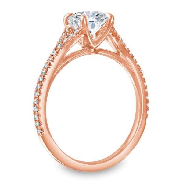 Pave Round Cut Diamond Engagement Ring In Rose Gold Natural Split Shank (0.19 ct. tw.) 