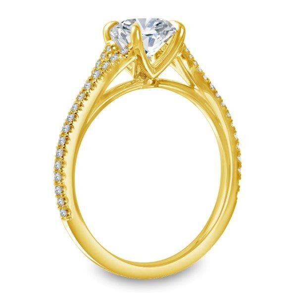 Pave Round Cut Diamond Engagement Ring In Yellow Gold Natural Split Shank (0.19 ct. tw.) 