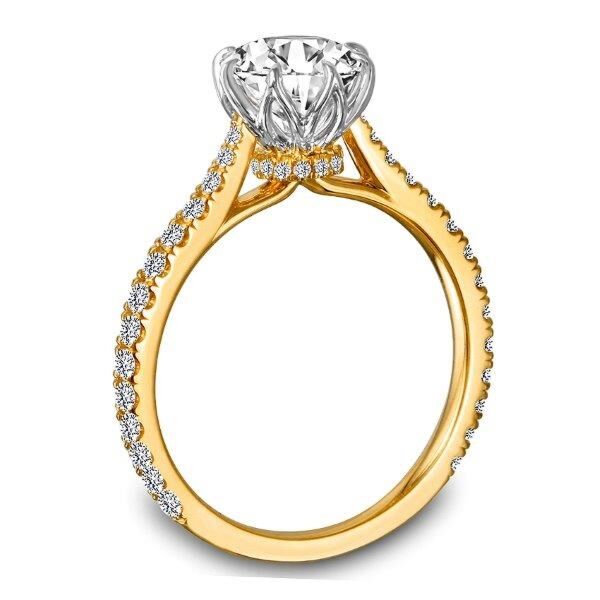  Pave Round Cut Diamond Engagement Ring In Yellow Gold Tied Down 8-Prong (0.4 ct. tw.)