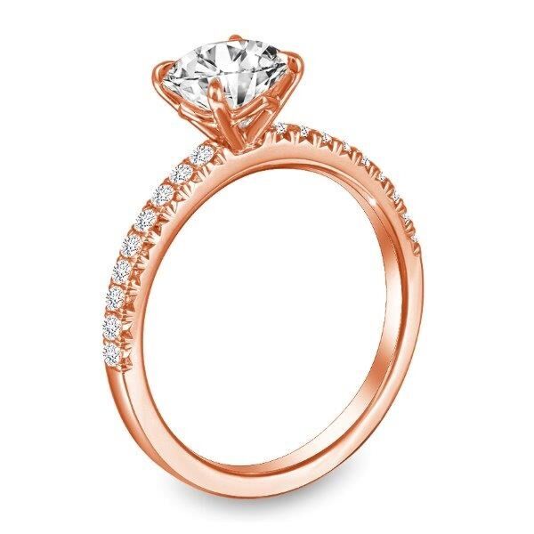 Pave Round Cut Diamond Engagement Ring In Rose Gold The Tipping Point II (0.25 ct. tw.)