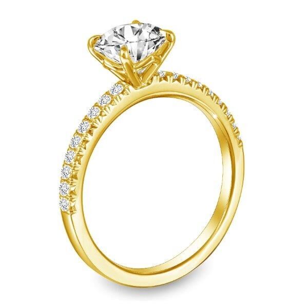 Pave Round Cut Diamond Engagement Ring In Yellow Gold The Tipping Point II (0.25 ct. tw.)