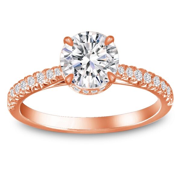 Pave Round Cut Diamond Engagement Ring In Rose Gold Bridge (0.25 ct. tw.)