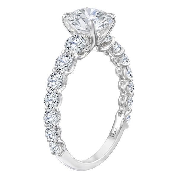 Pave Round Cut Diamond Engagement Ring In White Gold Modern Twist (1.16 ct. tw.)
