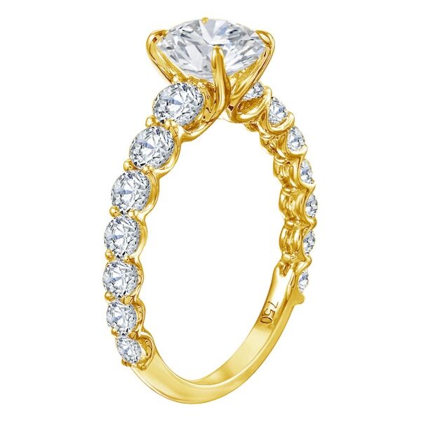 Pave Round Cut Diamond Engagement Ring In Yellow Gold Modern Twist (1.16 ct. tw.)
