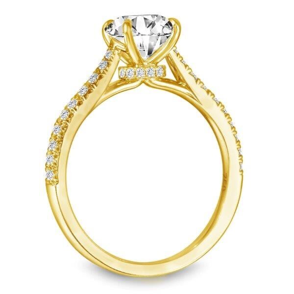 Pave Round Cut Diamond Engagement Ring In Yellow Gold Tied Down (0.28 ct. tw.)